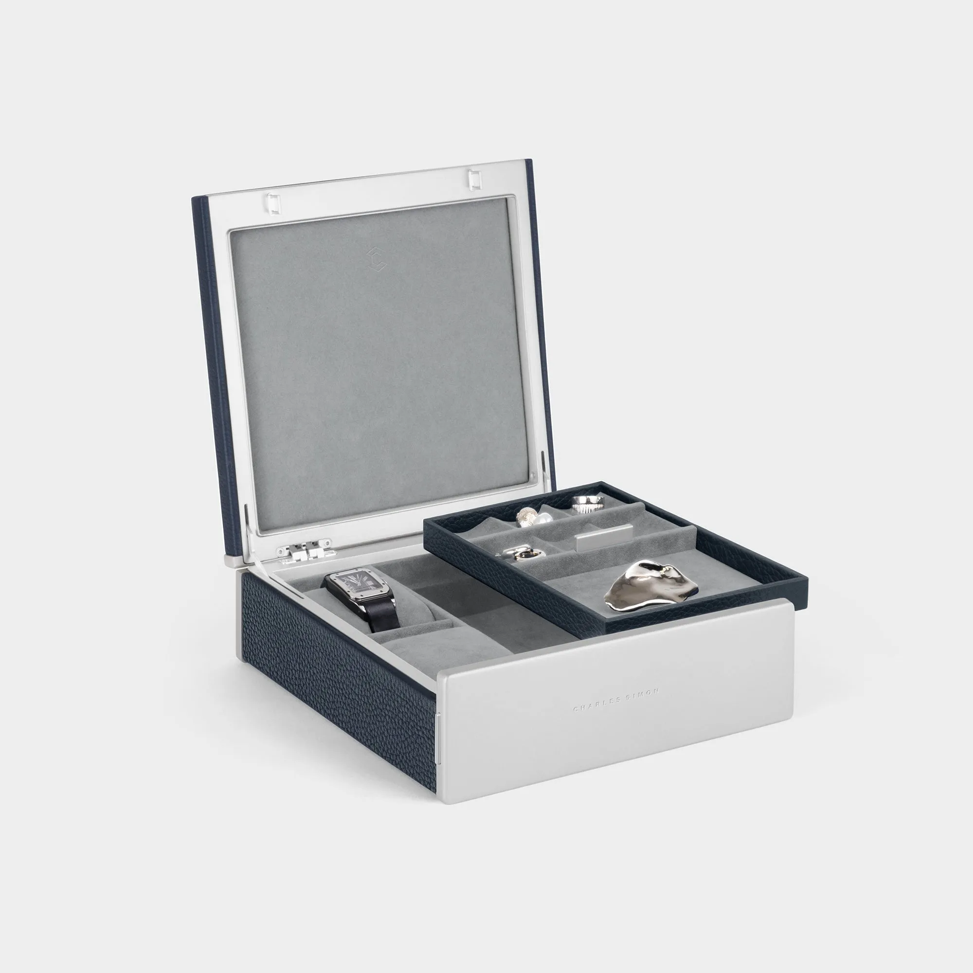 TAYLOR 2 WATCH AND JEWELRY BOX - MARINE / GREY