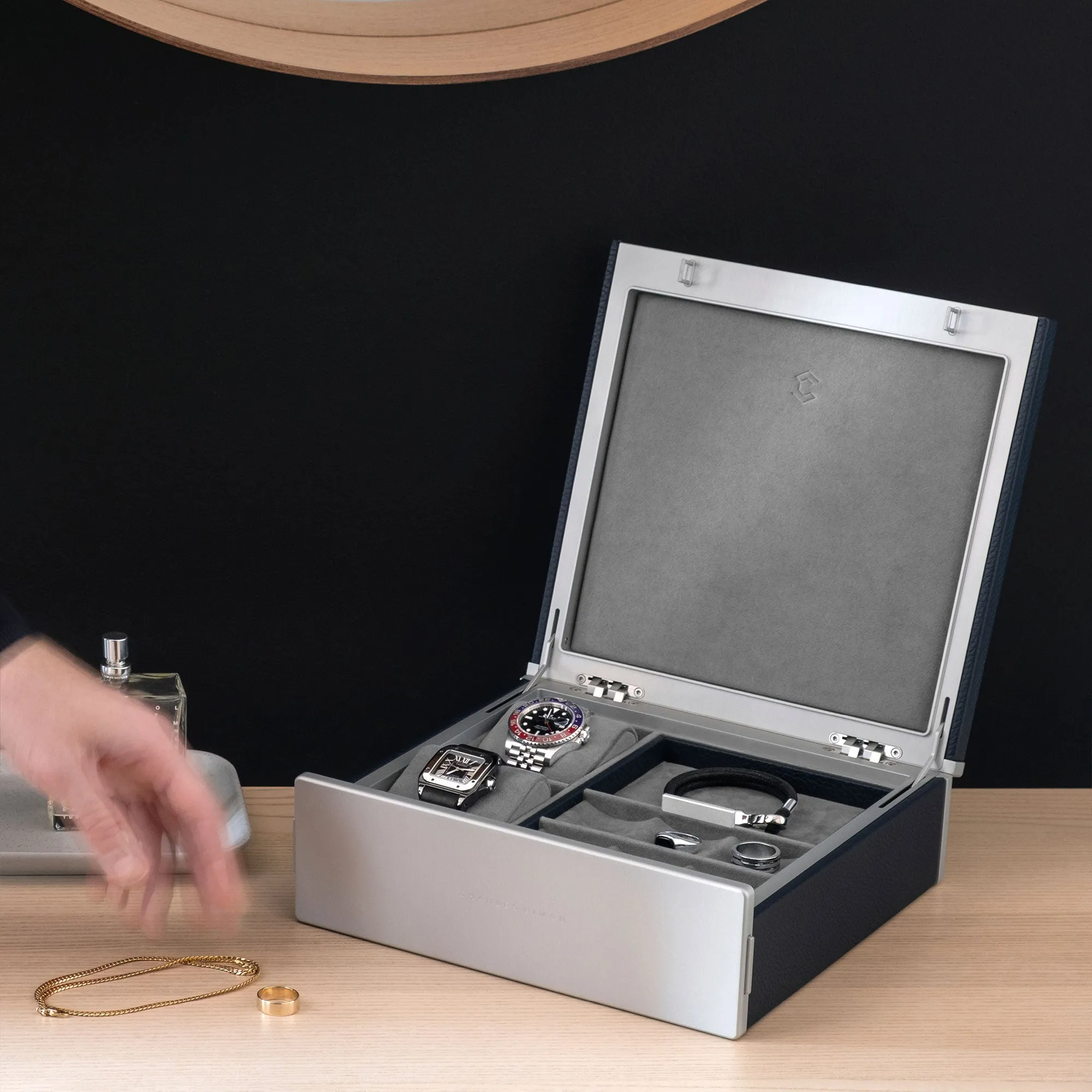 TAYLOR 2 WATCH AND JEWELRY BOX - MARINE / GREY
