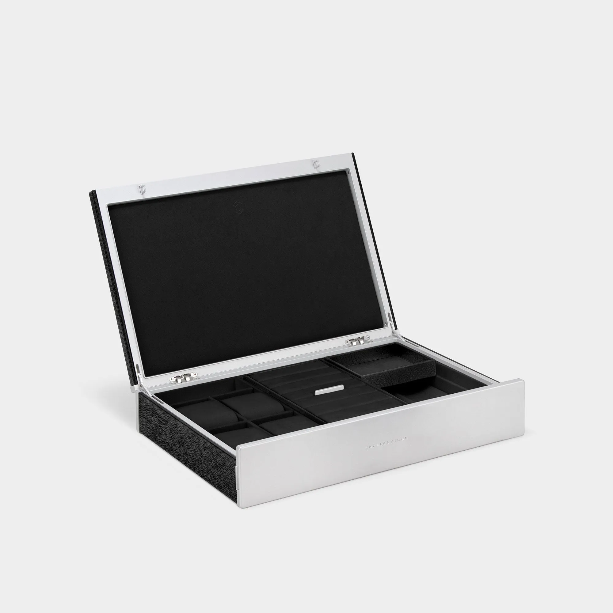 TAYLOR 4 WATCH AND JEWELRY BOX - BLACK / GREY