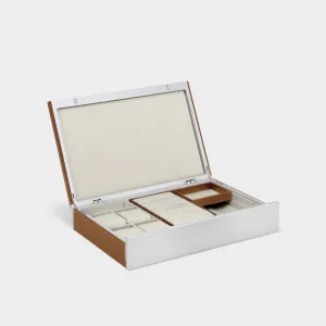 TAYLOR 4 WATCH AND JEWELRY BOX - TAN / GREY