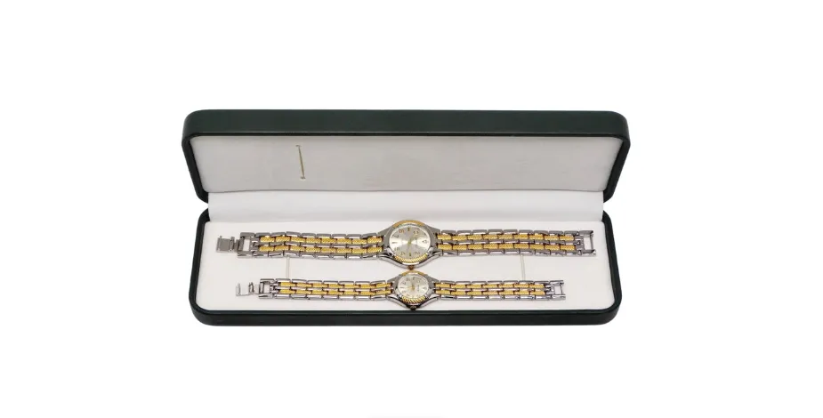 Tennis His & Her Wristwatch Set Geneva Quartz Two-Tone Gold and Silver Plated