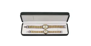 Tennis His & Her Wristwatch Set Geneva Quartz Two-Tone Gold and Silver Plated