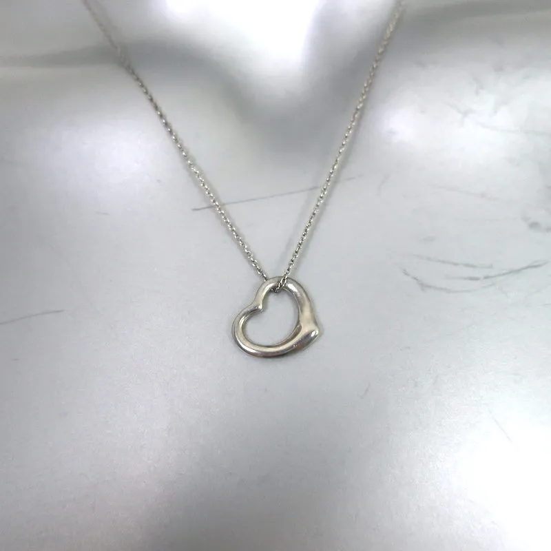 Tiffany & Co. Elsa Peretti Open Heart Pendant Necklace Sterling Silver 16mm