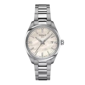 Tissot T-Classic Grey Stainless Steel Pearl White Dial Quartz Watch for Ladies - T150.210.11.116.00