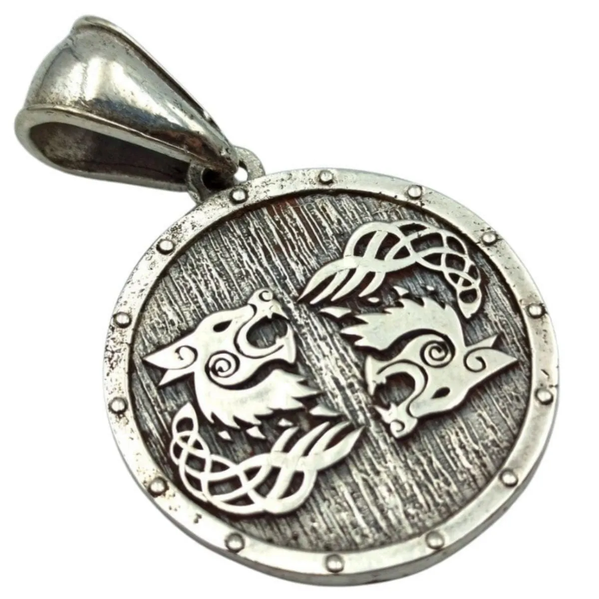 Tiwaz rune on viking shield silver pendant