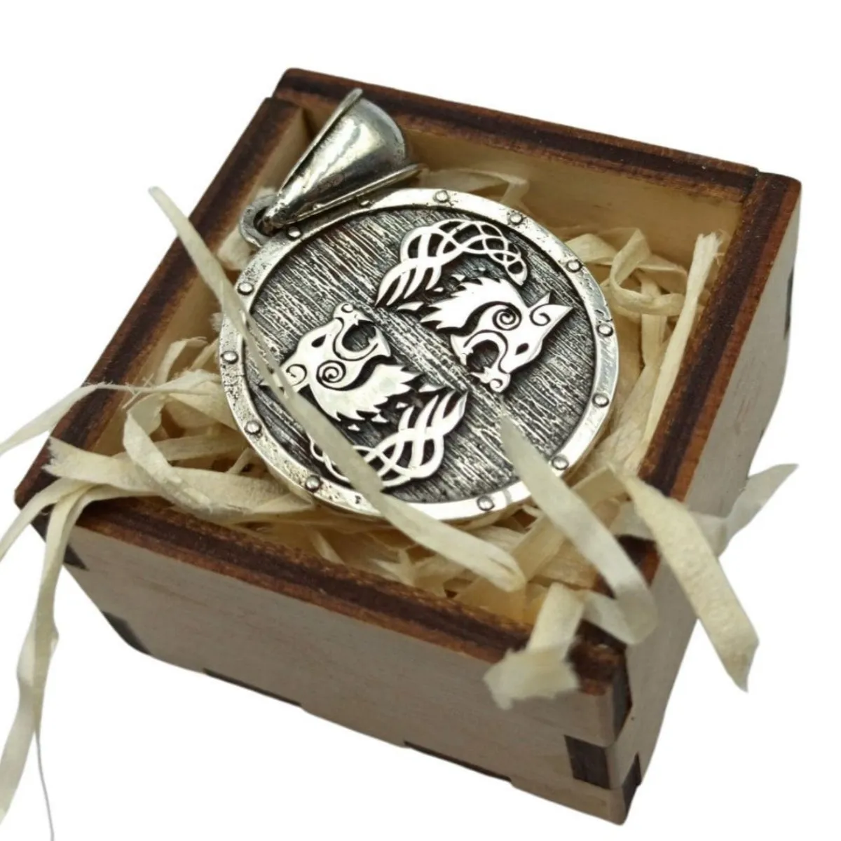 Tiwaz rune on viking shield silver pendant