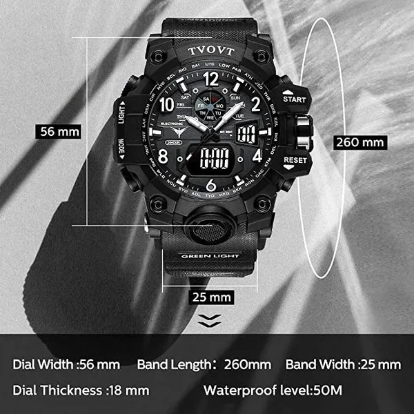 TVOVT Men's Sport Watch Waterproof Luminous