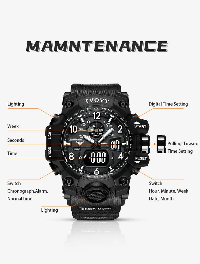 TVOVT Men's Sport Watch Waterproof Luminous