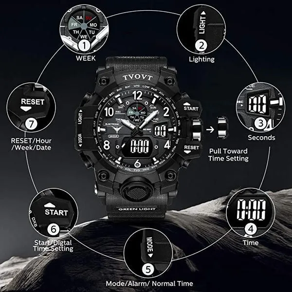 TVOVT Men's Sport Watch Waterproof Luminous