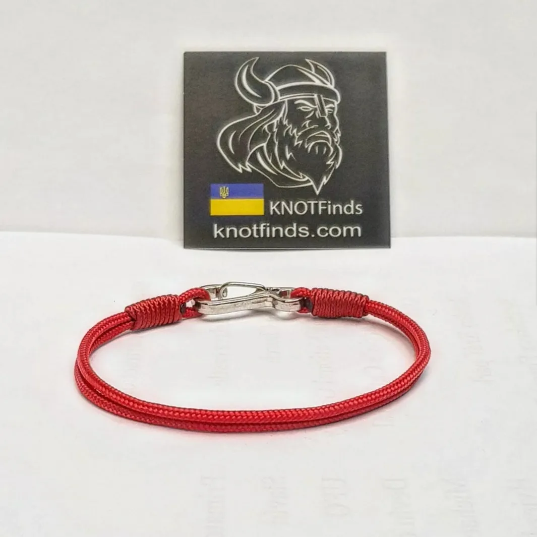 Ultra-Thin Red Paracord Bracelet – Viking-Inspired Protective Christian Amulet