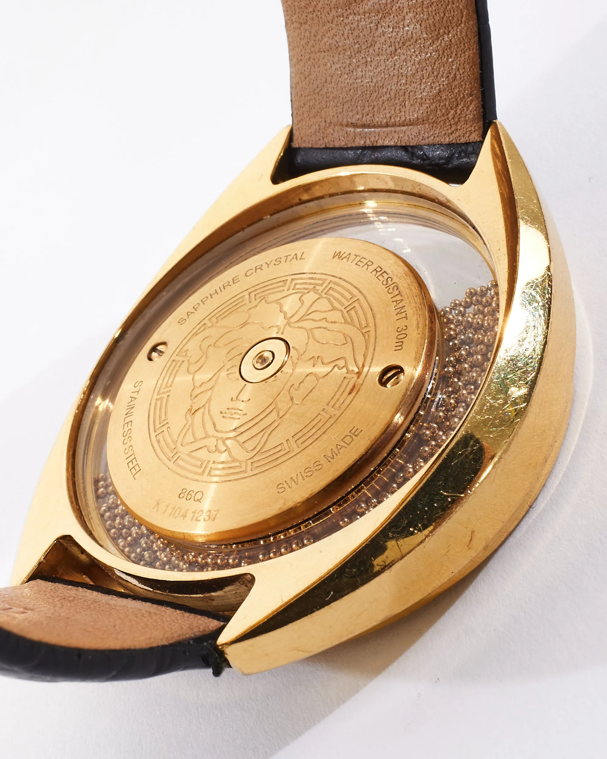 Versace Black Croc Embossed Leather & Gold Tone Destiny Spirit Watch