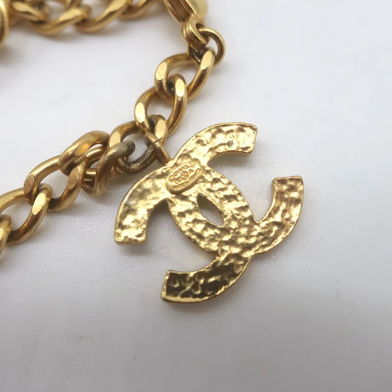 Vintage Chanel 02A CC Jacket Charm Bracelet Gold Chain Link & Black Enamel