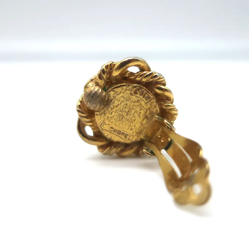 Vintage Chanel Pearl and Twisted Gold Clip-On Earrings