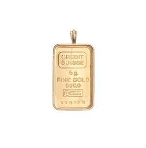 Vintage Credit Suisse Pendant 5g 24k Yellow Gold 9999 Fine Charm Ingot