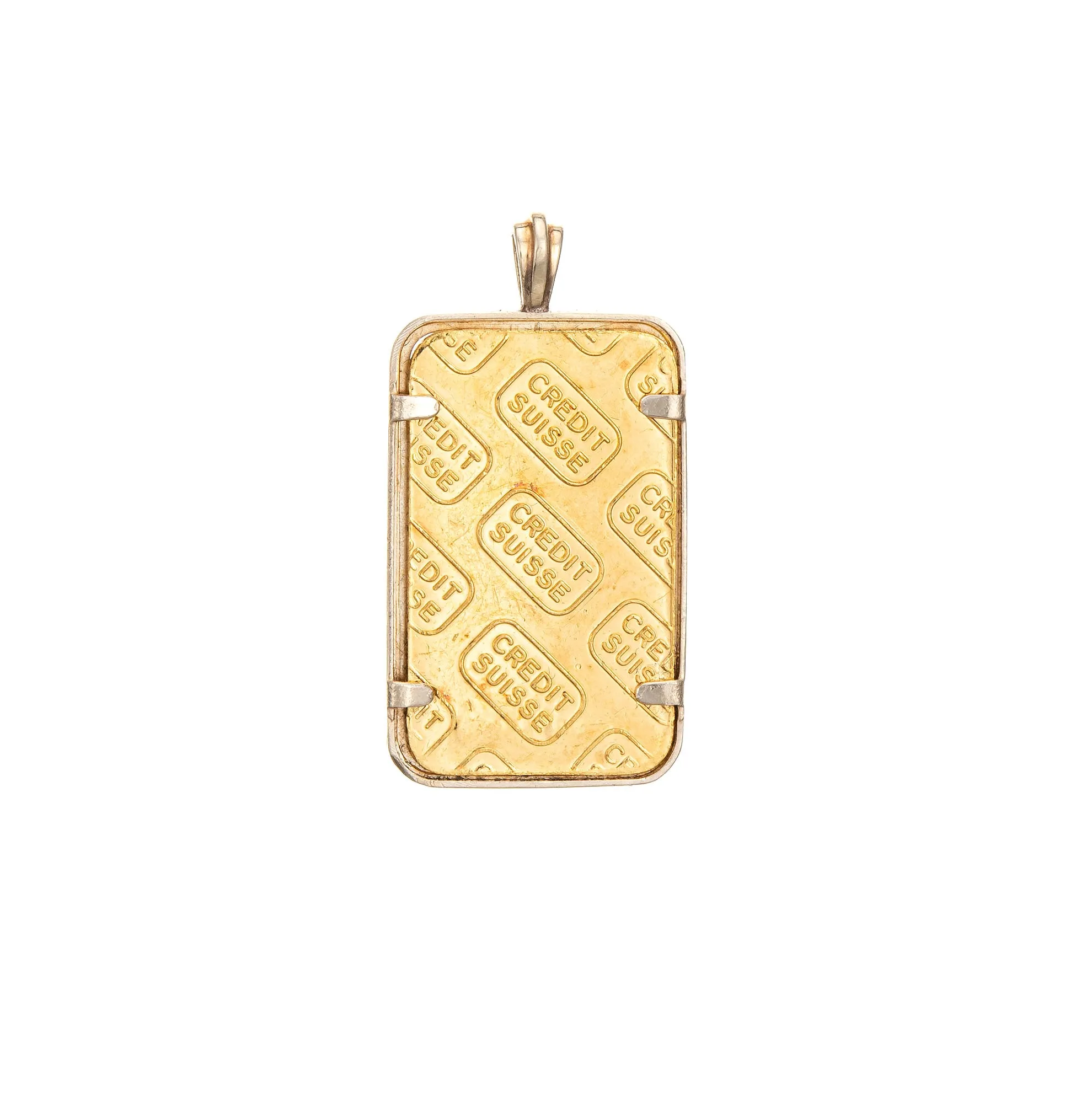 Vintage Credit Suisse Pendant 5g 24k Yellow Gold 9999 Fine Charm Ingot