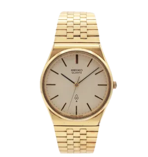 Vintage Seiko 4120-8020 Men's Quartz Wristwatch Japan Steel & Gold Plate