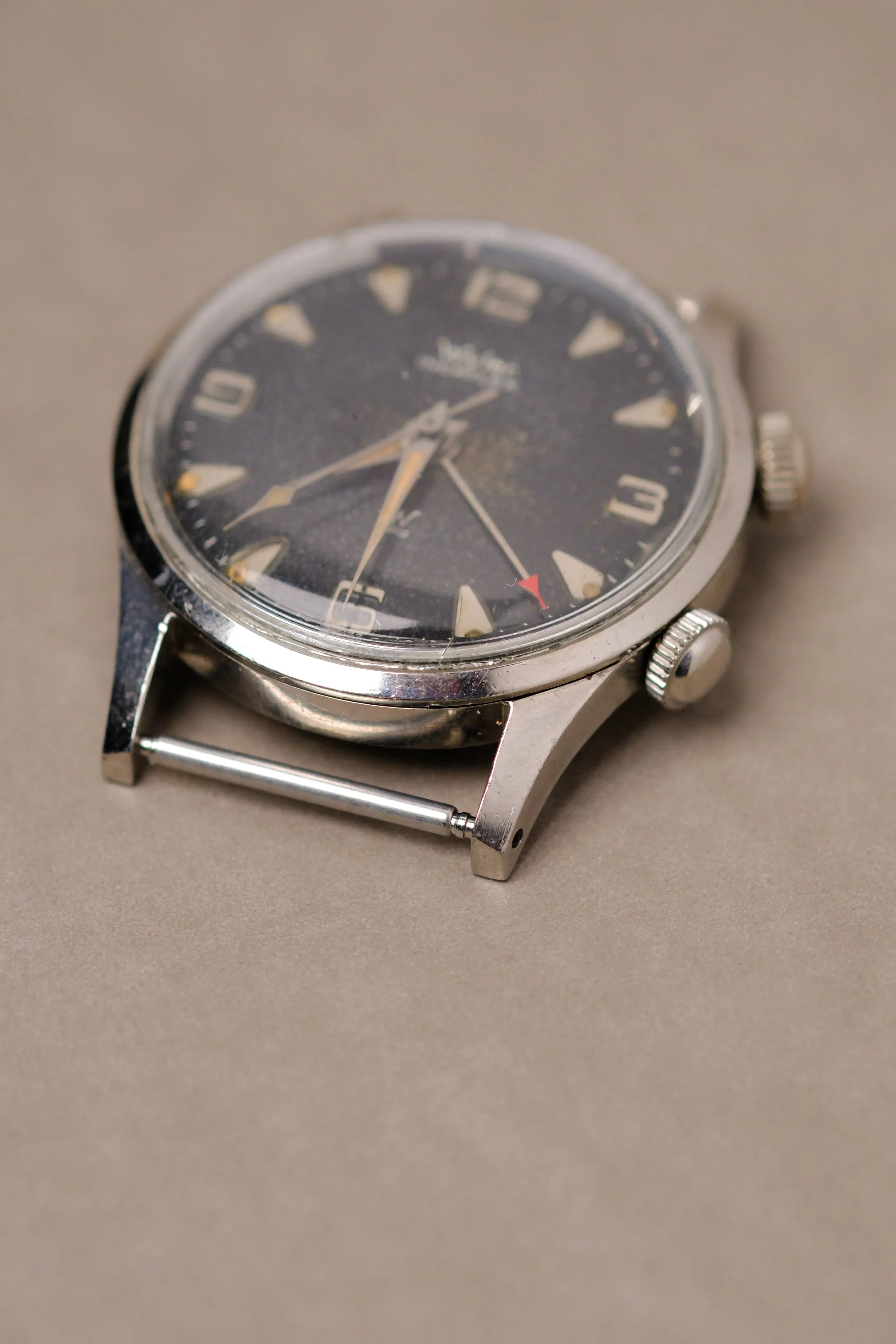 Vintage Wyler Alarm 'Shark Skin Dial' w/ Orange Patina - 1950's