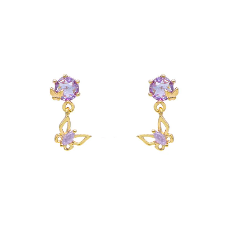 Violet Whisper Butterfly Earrings