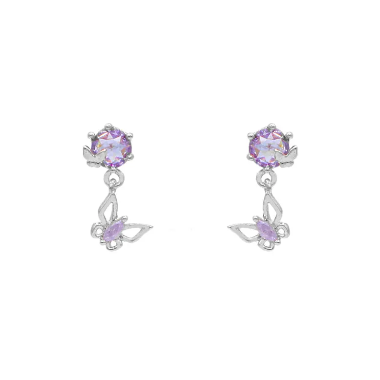 Violet Whisper Butterfly Earrings