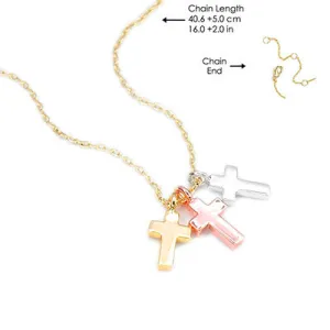 Walk by Faith Holy Trinity Cross Necklace Gold Chain