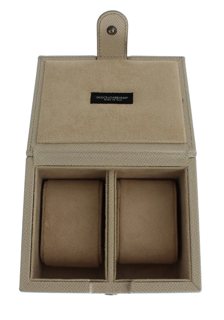 White Leather Unisex Two Watch Case Cover Box Storage