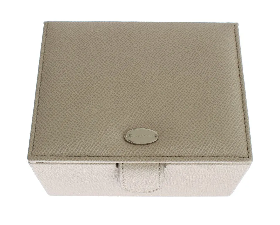White Leather Unisex Two Watch Case Cover Box Storage