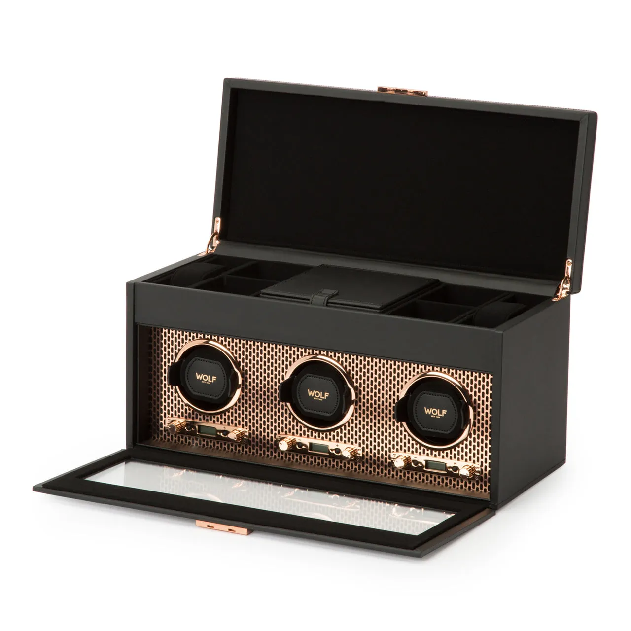 WOLF Axis Triple Watch Winder with Storage - Copper