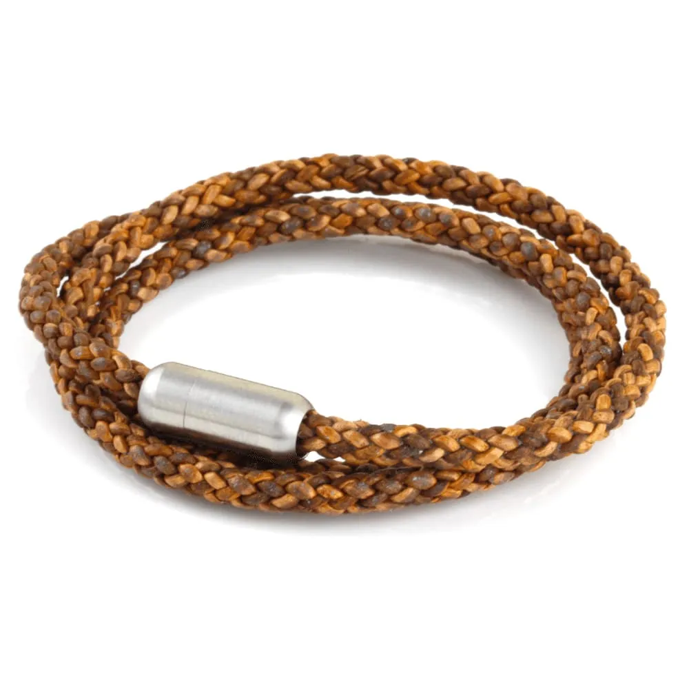 Woven Leather Triple Wrap