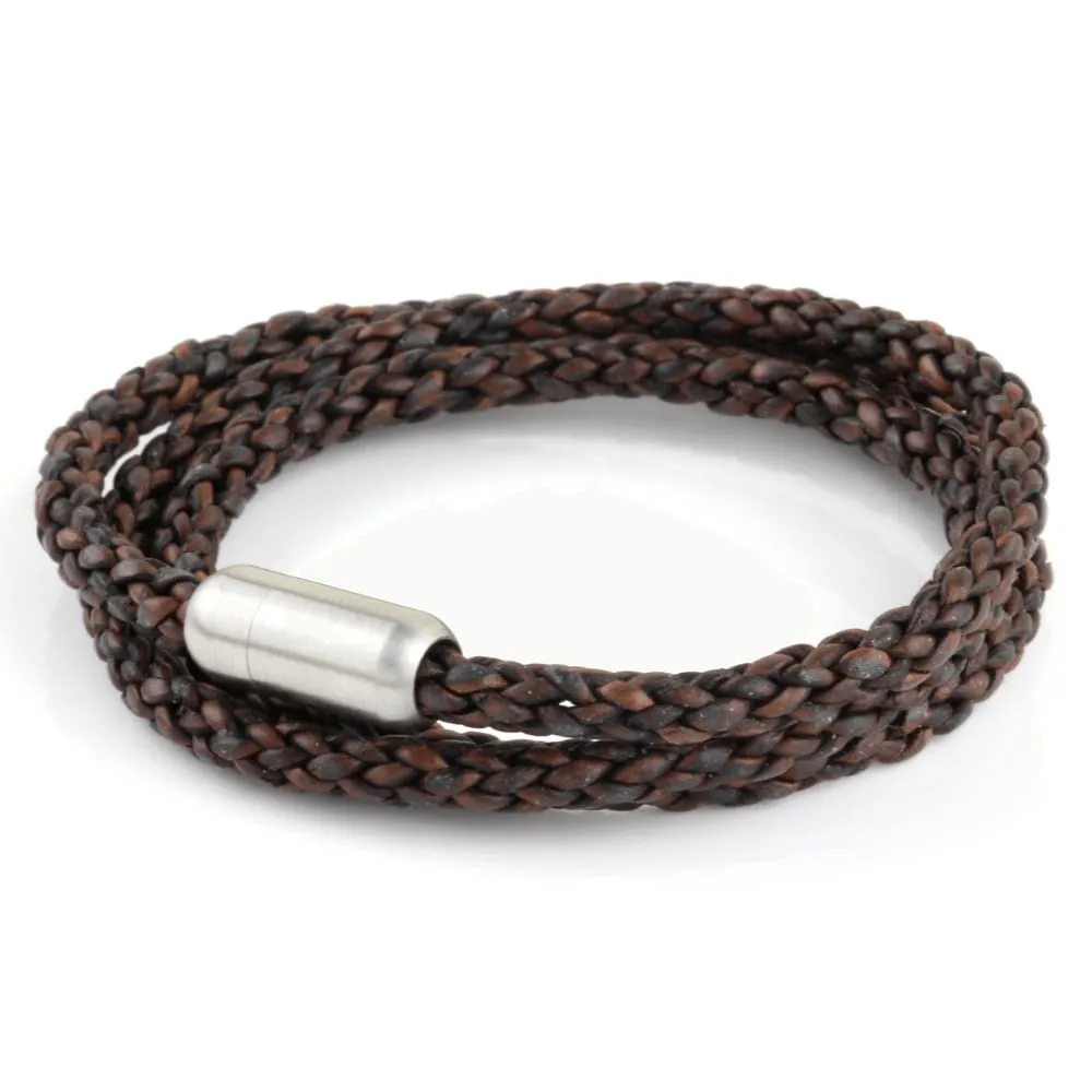 Woven Leather Triple Wrap