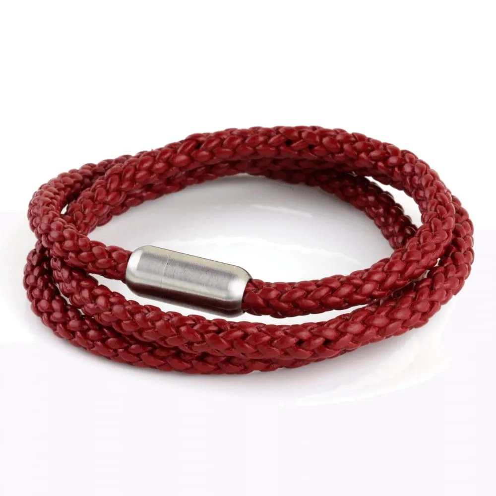 Woven Leather Triple Wrap
