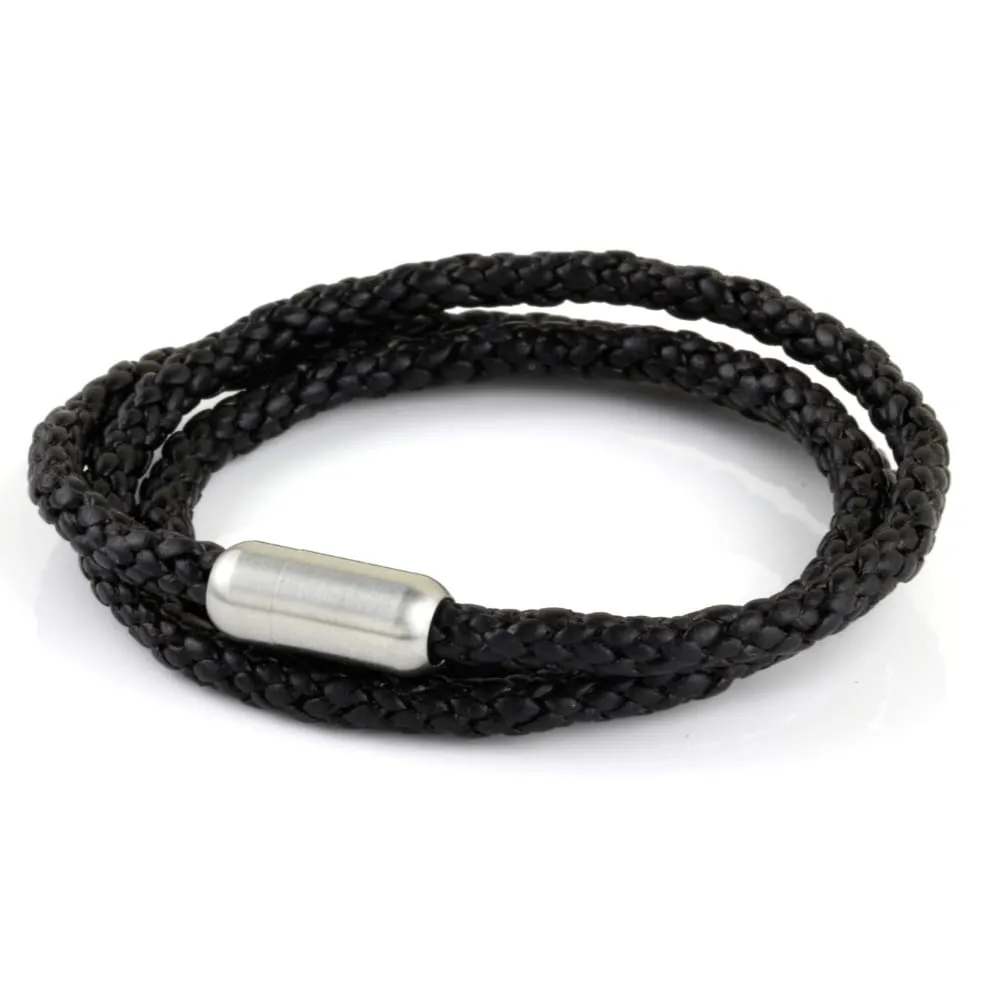 Woven Leather Triple Wrap
