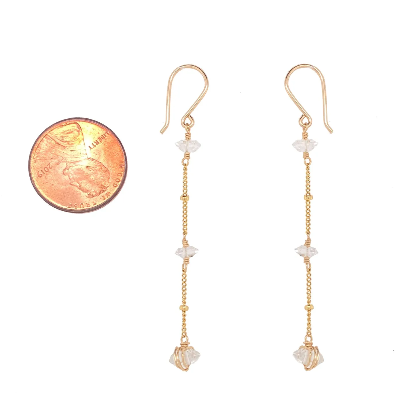Wrapped Herkimer Chain Earring