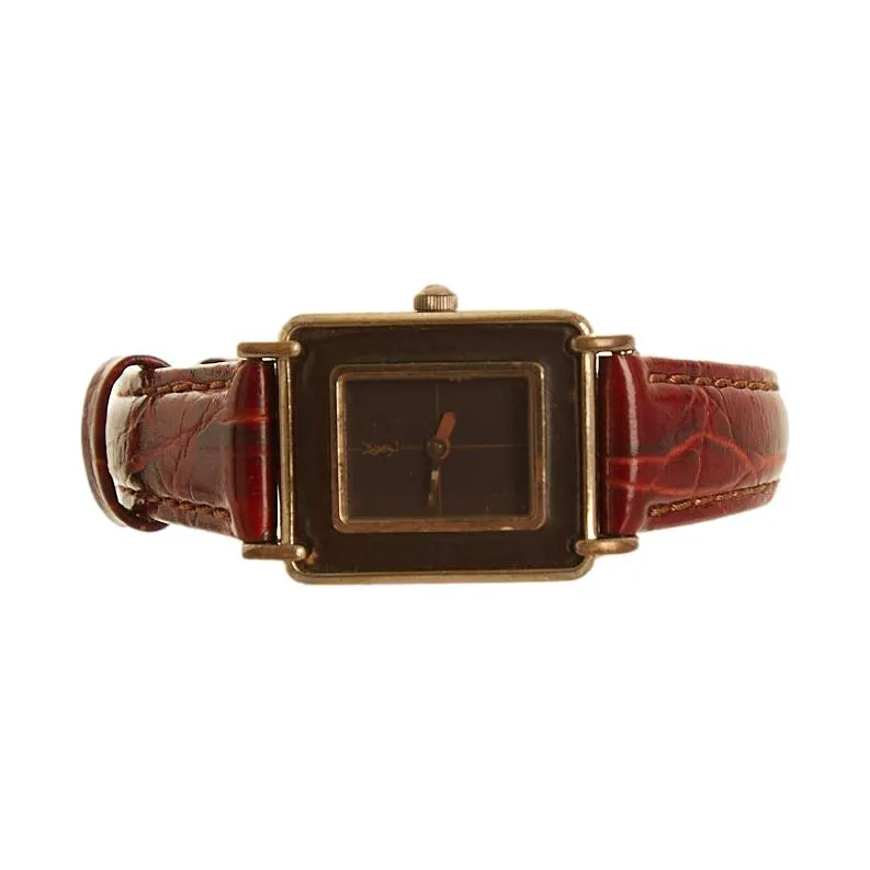 YSL Red Leather Square Watch